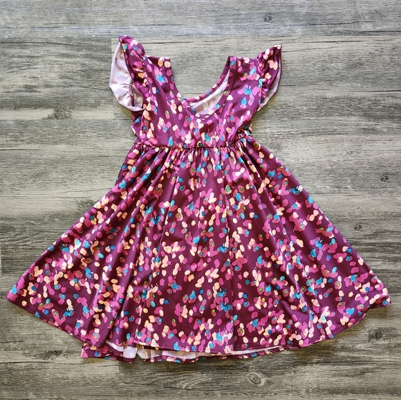 Dot Dot Smile Burgandy Spotted Twirl Dress - Picture 3 of 5